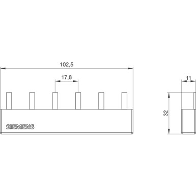 5ST3643 - Pin comb, 16mm2 Connection: 2x 3-phase protected against direct contact - Siemens - Pin comb, 16mm2 Connection: 2x 3-phase protected against direct contact - Siemens - 1