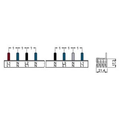 5ST3770-3 - Pin busbar, 16 mm2 56 MW, 4-phase, can be cut for LS 2P and RCBO 1P+N touch-safe without end caps - Siemens - Pin busbar, 16 mm2 56 MW, 4-phase, can be cut for LS 2P and RCBO 1P+N touch-safe without end caps - Siemens - 1