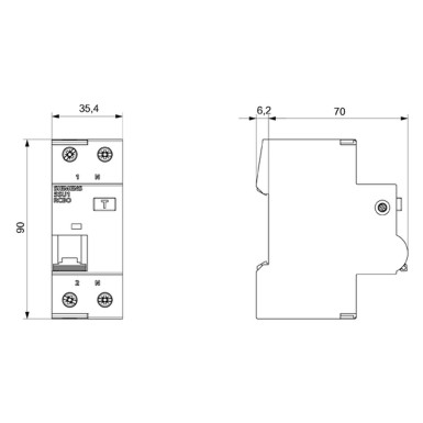 5SU1354-0KK06 - RCBO, 10 kA, 1P+N, Type AC, 30 mA, B char., In: 6 A, Un AC: 230 V - Siemens - RCBO, 10 kA, 1P+N, Type AC, 30 mA, B char., In: 6 A, Un AC: 230 V - Siemens - 1