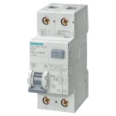 5SU1356-0KK10 - RCBO, 6 kA, 1P+N, Type AC, 30 mA, B char., In: 10 A, Un AC: 230 V - Siemens - RCBO, 6 kA, 1P+N, Type AC, 30 mA, B char., In: 10 A, Un AC: 230 V - Siemens - 0