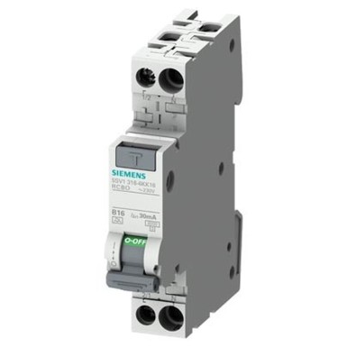 5SV1316-6KK06 - RCBO compact 1P+N 6 kA type A 30 mA B6 - Siemens - RCBO compact 1P+N 6 kA type A 30 mA B6 - Siemens - 0