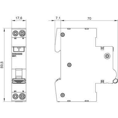 5SV1316-6KK06 - RCBO compact 1P+N 6 kA type A 30 mA B6 - Siemens - RCBO compact 1P+N 6 kA type A 30 mA B6 - Siemens - 1