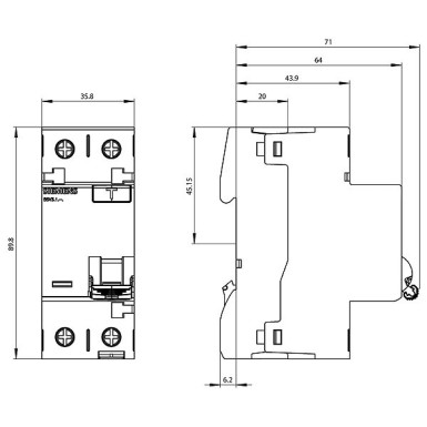 5SV3111-6 - Differential switch, 2-pole, type A, In: 16 A, 10 mA, Un AC: 230 V - Siemens - Differential switch, 2-pole, type A, In: 16 A, 10 mA, Un AC: 230 V - Siemens - 1