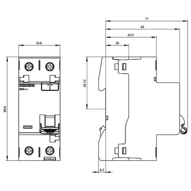 5SV3311-6 - Differential switch, 2-pole, type A, In: 16 A, 30 mA, Un AC: 230 V - Siemens - Differential switch, 2-pole, type A, In: 16 A, 30 mA, Un AC: 230 V - Siemens - 1