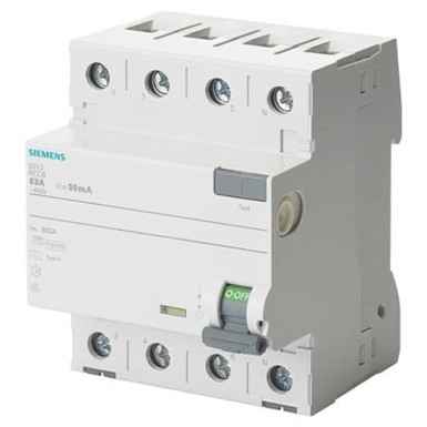 5SV3342-6 - Differential switch, 4-pole, type A, In: 25 A, 30 mA, Un AC: 400 V - Siemens - Differential switch, 4-pole, type A, In: 25 A, 30 mA, Un AC: 400 V - Siemens - 0