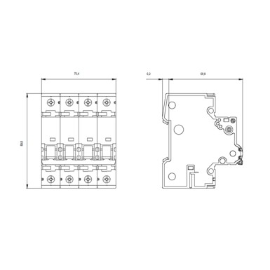 5SY6401-7 - Miniature circuit breaker 400 V 6kA, 4-pole, C, 1A, D=70 mm - Siemens - Miniature circuit breaker 400 V 6kA, 4-pole, C, 1A, D=70 mm - Siemens - 1