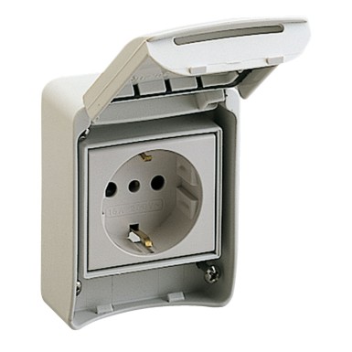 81141 - PratiKa socket grey 2P + E 10/16 A 250 V German IP65 surface - Schneider Electric - PratiKa socket grey 2P + E 10/16 A 250 V German IP65 surface - Schneider Electric - 0