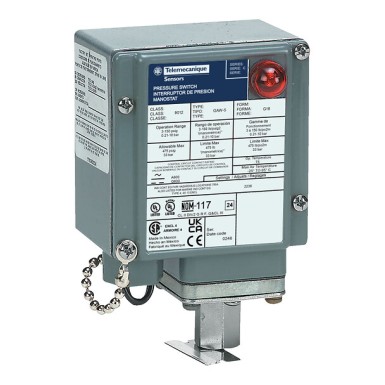 9012GAW5G22K - Pressure switch 9012G, adjustable scale - Telemecanique - Pressure switch 9012G, adjustable scale, 2 thresholds, 3.0 to 150 PSIG - Telemecanique - 0