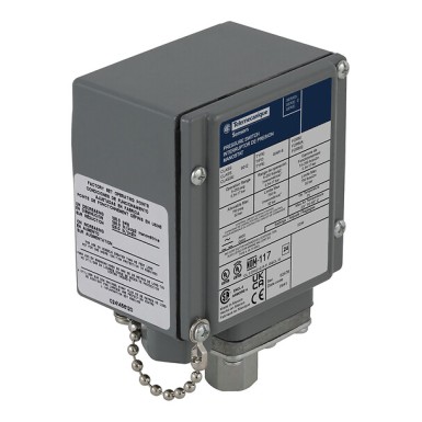 9012GDWM4Y1 - Pressure switch 9012G, fixed scale - Telemecanique - Pressure switch 9012G, fixed scale, 1 threshold, 1.5 to 75 PSIG - Telemecanique - 0