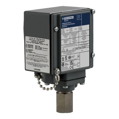 9012GFW22 - Pressure switch 9012G, fixed scale - Telemecanique - Pressure switch 9012G, fixed scale, 1 threshold, 90 to 2900 PSIG PSIG - Telemecanique - 0