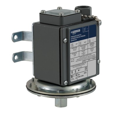 9016GAW1F - Telemecanique - Electromechanical vacuum switch, 9016G, 9016 g, adjustable scale, 2 thresholds, Set 0 to 28.7 InHg
