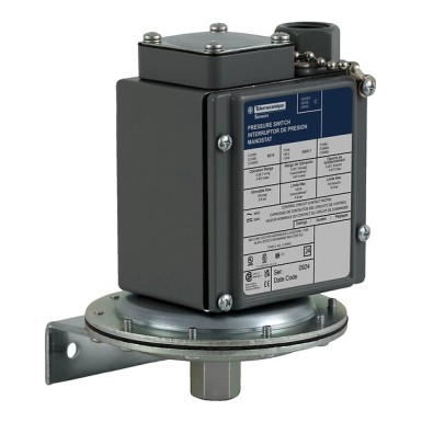 9016GAW21 - Telemecanique - Electromechanical vacuum switch, 9016G, adjustable scale, 2 thresholds, Set 0 to 28.3 InHg