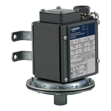 9016GAW21F - Telemecanique - Electromechanical vacuum switch, 9016G, adjustable scale, 2 thresholds, Set 0 to 23.8 InHg
