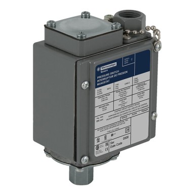 9016GAW22 - Telemecanique - Electromechanical vacuum switch, 9016G, adjustable scale, 2 thresholds, Set 0 to 25 InHg
