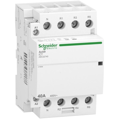 A9C22740 - Acti9 iDT40 CT - group head contactor - 40A 3P+N 4NC 230/240VAC 50HZ - Schneider Electric - Acti9 iDT40 CT - group head contactor - 40A 3P+N 4NC 230/240VAC 50HZ - Schneider Electric - 0