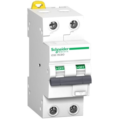 A9D07210 - Residual current breaker with overcurrent protection (RCBO), Acti9 iC60, 2P, 10A, C curve, 10000A/15kA, AC type, 30mA - Schneider Electric - Residual current breaker with overcurrent protection (RCBO), Acti9 iC60, 2P, 10A, C curve, 10000A/15kA, AC type, 30mA - Schneider Electric - 0