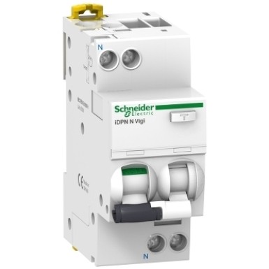 A9D31606 - Residual current breaker with overcurrent protection (RCBO), Acti9 iDPN N Vigi, 1P+N, 6A, C curve, 6000A, AC type, 30mA - Schneider Electric - Residual current breaker with overcurrent protection (RCBO), Acti9 iDPN N Vigi, 1P+N, 6A, C curve, 6000A, AC type, 30mA - Schneider Electric - 0