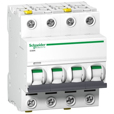 A9F04402 - Miniature circuit breaker (MCB), Acti9 iC60N, 4P, 2A, C curve, 6000A (IEC 60898-1), 50kA (IEC 60947-2), double term. - Schneider Electric - Miniature circuit breaker (MCB), Acti9 iC60N, 4P, 2A, C curve, 6000A (IEC 60898-1), 50kA (IEC 60947-2), double term. - Schneider Electric - 0