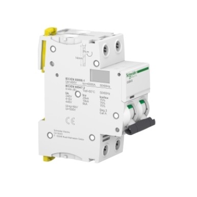 A9F73206 - Miniature circuit breaker (MCB), Acti9 iC60N, 2P, 6A, B curve, 6000A (IEC/EN 60898-1), 10kA (IEC/EN 60947-2) - Schneider Electric - Miniature circuit breaker (MCB), Acti9 iC60N, 2P, 6A, B curve, 6000A (IEC/EN 60898-1), 10kA (IEC/EN 60947-2) - Schneider Electric - 2