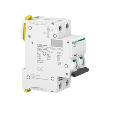 A9F73220 - Miniature circuit breaker (MCB), Acti9 iC60N, 2P, 20A, B curve, 6000A (IEC/EN 60898-1), 10kA (IEC/EN 60947-2) - Schneider Electric - Miniature circuit breaker (MCB), Acti9 iC60N, 2P, 20A, B curve, 6000A (IEC/EN 60898-1), 10kA (IEC/EN 60947-2) - Schneider Electric - 3