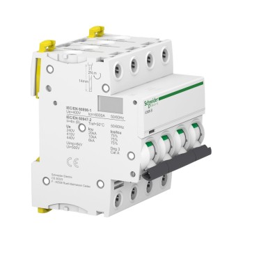 A9F76406 - Miniature circuit breaker (MCB), Acti9 iC60N, 4P, 6A, B curve, 6000A (IEC/EN 60898-1), 10kA (IEC/EN 60947-2) - Schneider Electric - Miniature circuit breaker (MCB), Acti9 iC60N, 4P, 6A, B curve, 6000A (IEC/EN 60898-1), 10kA (IEC/EN 60947-2) - Schneider Electric - 3