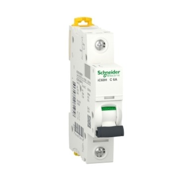 A9F54106 - Miniature circuit breaker (MCB), Acti9 iC60H, 1P, 6A, C curve, 10000A (IEC/EN 60898-1), 15kA (IEC/EN 60947-2) - Schneider Electric - Miniature circuit breaker (MCB), Acti9 iC60H, 1P, 6A, C curve, 10000A (IEC/EN 60898-1), 15kA (IEC/EN 60947-2) - Schneider Electric - 0