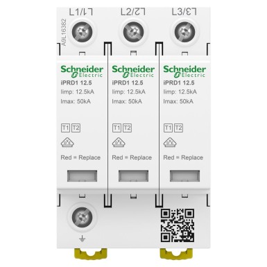 A9L16382 - Acti9 Surge arrester iPRD1 12.5r - debro type1 - 3P - 350V - signal report - TT TN - Schneider Electric - Acti9 Surge arrester iPRD1 12.5r - debro type1 - 3P - 350V - signal report - TT TN - Schneider Electric - 1