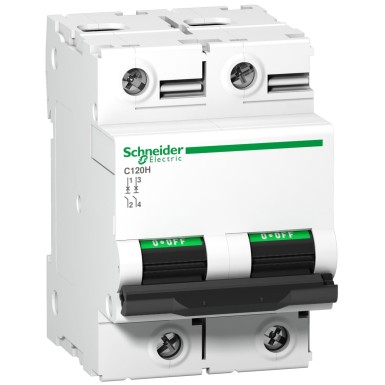 A9N18412 - Miniature circuit breaker (MCB), Acti9 C120H, 2P, 63A, B curve, 15000A (IEC/EN 60898-1), 15kA (IEC/EN 60947-2) - Schneider Electric - Miniature circuit breaker (MCB), Acti9 C120H, 2P, 63A, B curve, 15000A (IEC/EN 60898-1), 15kA (IEC/EN 60947-2) - Schneider Electric - 0