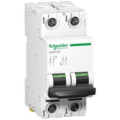 A9N61520 - Miniature circuit breaker (MCB), Acti9 C60H-DC, 2P, 0.5A, C curve, 6kA (IEC/EN 60947-2) - Schneider Electric - Miniature circuit breaker (MCB), Acti9 C60H-DC, 2P, 0.5A, C curve, 6kA (IEC/EN 60947-2) - Schneider Electric - 0