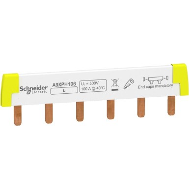 A9XPH106 - Acti9 iC60 - comb with teeth - 1P - 100A - 6 modules of 18mm - Schneider Electric - Acti9 iC60 - comb with teeth - 1P - 100A - 6 modules of 18mm - Schneider Electric - 0