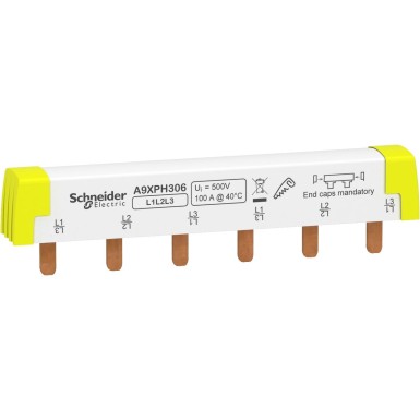 A9XPH306 - Acti9 comb busbar 3L 18 mm pitch 6 modules 100A - Schneider Electric - Acti9 comb busbar 3L 18 mm pitch 6 modules 100A - Schneider Electric - 0