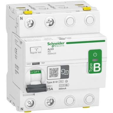 A9Z64225 - Residual current circuit breaker (RCCB), Acti9 iID, 2P, 25A, B-SI type, 300mA, double terminal - Schneider Electric - Residual current circuit breaker (RCCB), Acti9 iID, 2P, 25A, B-SI type, 300mA, double terminal - Schneider Electric - 0