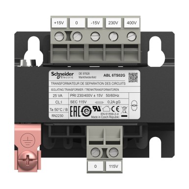 ABL6TS02G - Voltage transformer 230..400 V 1 x 115 V 25 VA - Schneider Electric - Voltage transformer 230..400 V 1 x 115 V 25 VA - Schneider Electric - 3