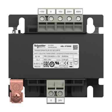 ABL6TS06B - Phaseo - voltage transformer - 230..400V - 1x24V - 63VA - Schneider Electric - Phaseo - voltage transformer - 230..400V - 1x24V - 63VA - Schneider Electric - 3