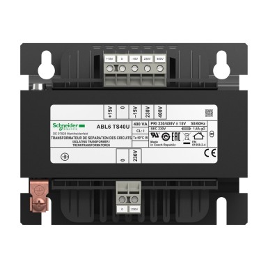 ABL6TS40U - Phaseo - voltage transformer - 230..400V - 1x230V - 400VA - Schneider Electric - Phaseo - voltage transformer - 230..400V - 1x230V - 400VA - Schneider Electric - 1