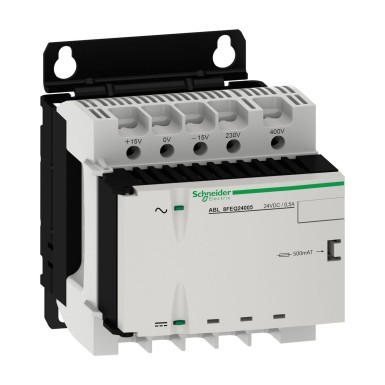 ABL8FEQ24005 - Rectified and filtered power supply 1 or 2phase 400 V AC 24 V 0.5 A - Schneider Electric - Rectified and filtered power supply 1 or 2phase 400 V AC 24 V 0.5 A - Schneider Electric - 0