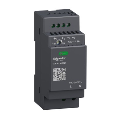 ABLM1A12021 - Regulated Power Supply, 100240V AC, 12V 2.1 A, single phase, Modular - Schneider Electric - Regulated Power Supply, 100240V AC, 12V 2.1 A, single phase, Modular - Schneider Electric - 0