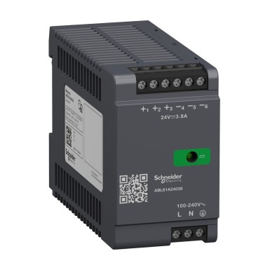 ABLS1A24038 - Regulated Power Supply, 100240V AC, 24V 3.8 A, single phase, Optimized - Schneider Electric - Regulated Power Supply, 100240V AC, 24V 3.8 A, single phase, Optimized - Schneider Electric - 0