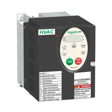 ATV212H075M3X - Variable speed drive ATV212 0.75kW 1hp 240V 3ph wo EMC IP21 - Schneider Electric - Variable speed drive ATV212 0.75kW 1hp 240V 3ph wo EMC IP21 - Schneider Electric - 0