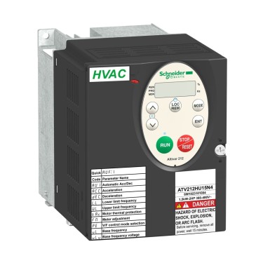 ATV212HU15N4 - Altivar - ATV212 variable speed drive - 3ph - 1.5kW - 2hp - 480V - CEM - IP21 - Schneider Electric - Altivar - ATV212 variable speed drive - 3ph - 1.5kW - 2hp - 480V - CEM - IP21 - Schneider Electric - 0