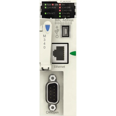 BMXP342030 - processor module M340 - max 1024 discrete + 256 analog I/O - Ethernet - CANopen - Schneider Electric - processor module M340 - max 1024 discrete + 256 analog I/O - Ethernet - CANopen - Schneider Electric - 0