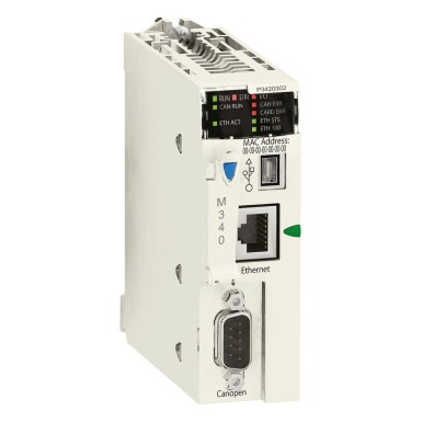 BMXP3420302 - Processor module, Modicon M340 automation platform, max 1024 discrete + 256 analog I/O, CANOpen - Schneider Electric - Processor module, Modicon M340 automation platform, max 1024 discrete + 256 analog I/O, CANOpen - Schneider Electric - 0