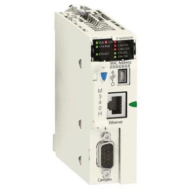 BMXP3420302H - Processor module, Modicon M340 automation platform, max 1024 discrete + 256 analog I/O, CANOpen - Schneider Electric - Processor module, Modicon M340 automation platform, max 1024 discrete + 256 analog I/O, CANOpen - Schneider Electric - 0