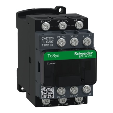 CAD326FLS207 - Control relay, TeSys Deca S207 railway, 3NO+2NC, <= 690V, 110V DC low consumption coil - Schneider Electric - Control relay, TeSys Deca S207 railway, 3NO+2NC, <= 690V, 110V DC low consumption coil - Schneider Electric - 0