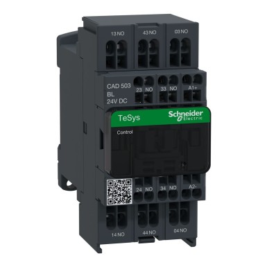 CAD503BL - Control relay, TeSys Deca, 5NO, 0 to 690V, 24VDC low consumption coil, spring - Schneider Electric - Control relay, TeSys Deca, 5NO, 0 to 690V, 24VDC low consumption coil, spring - Schneider Electric - 0