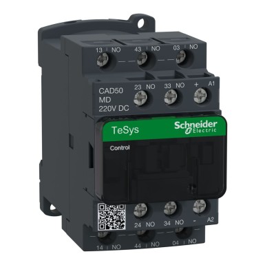 CAD50MD - Control relay, TeSys Deca, 5NO, 0 to 690V, 220VDC standard coil, screw clamp - Schneider Electric - Control relay, TeSys Deca, 5NO, 0 to 690V, 220VDC standard coil, screw clamp - Schneider Electric - 0