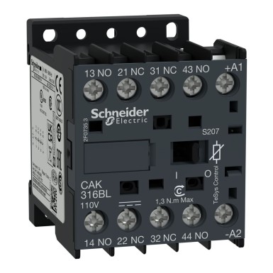 CAK316BLS207 - TeSys K control relay 3 NO + 1 NC 690 V 24 V DC low consumption coil - Schneider Electric - TeSys K control relay 3 NO + 1 NC 690 V 24 V DC low consumption coil - Schneider Electric - 0