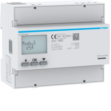 ECR310D - 3Ph kWhmeter direct 125A 6M MODBUS MID - Hager - 3Ph kWhmeter direct 125A 6M MODBUS MID - Hager - 0