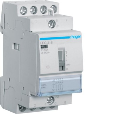 ERC416 - Relay 16A, 4NO, 230V - Hager - Relay 16A, 4NO, 230V - Hager - 0