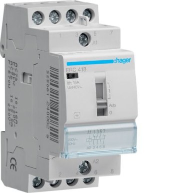 ERC418 - Relay 16A, 2NO+2NC, 230V - Hager - Relay 16A, 2NO+2NC, 230V - Hager - 0